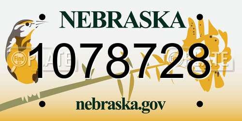 1078728 Nebraska License Plate