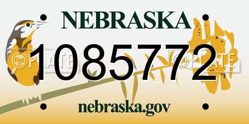 1085772 Nebraska License Plate