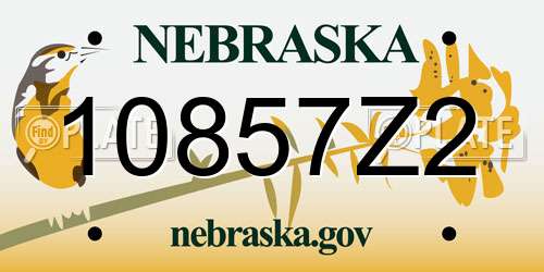 10857Z2 Nebraska License Plate