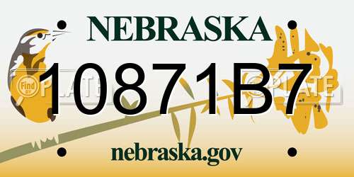 10871B7 Nebraska License Plate