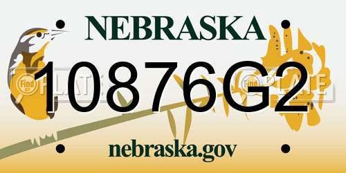 10876G2 Nebraska License Plate
