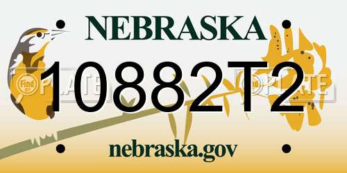 10882T2 Nebraska License Plate