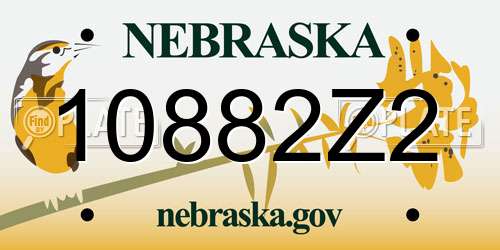 10882Z2 Nebraska License Plate