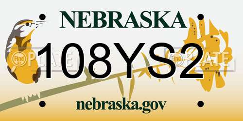 108YS2 Nebraska License Plate