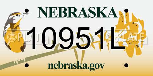 10951L Nebraska License Plate