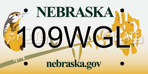 109WGL Nebraska License Plate