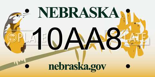 10AA8 Nebraska License Plate