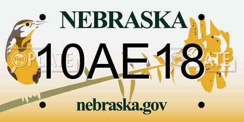 10AE18 Nebraska License Plate