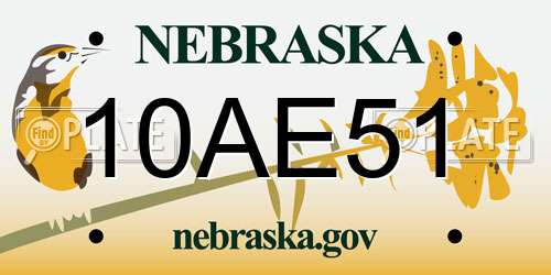 10AE51 Nebraska License Plate