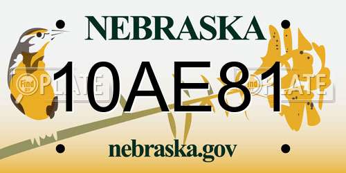 10AE81 Nebraska License Plate