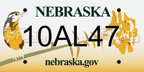 10AL47 Nebraska License Plate
