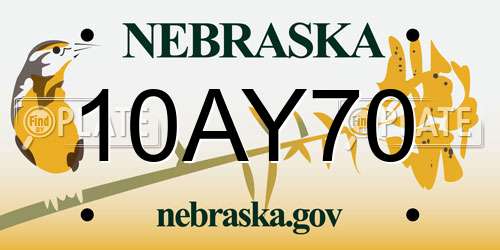 10AY70 Nebraska License Plate