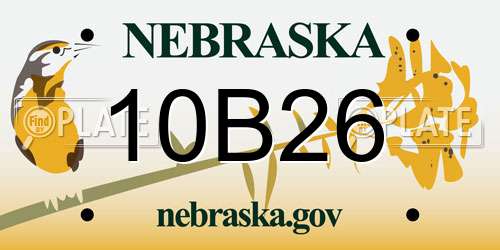 10B26 Nebraska License Plate