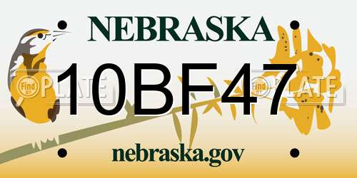 10BF47 Nebraska License Plate