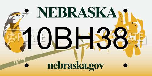 10BH38 Nebraska License Plate