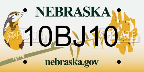 10BJ10 Nebraska License Plate