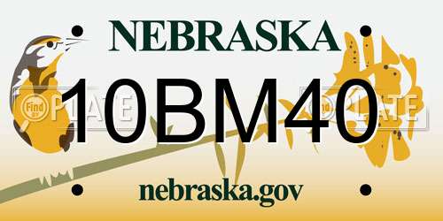 10BM40 Nebraska License Plate