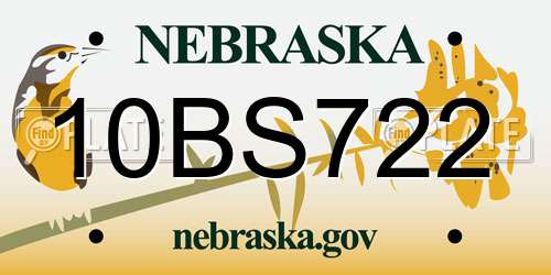 10BS722 Nebraska License Plate