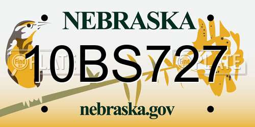 10BS727 Nebraska License Plate