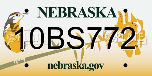 10BS772 Nebraska License Plate