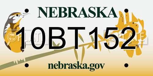10BT152 Nebraska License Plate