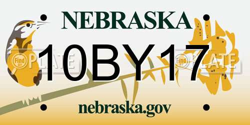 10BY17 Nebraska License Plate