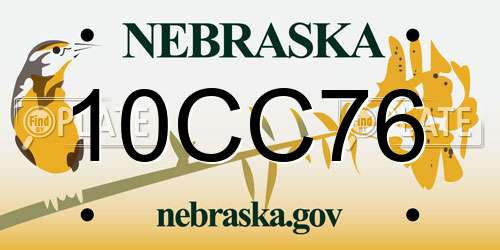10CC76 Nebraska License Plate