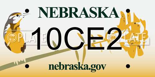 10CE2 Nebraska License Plate