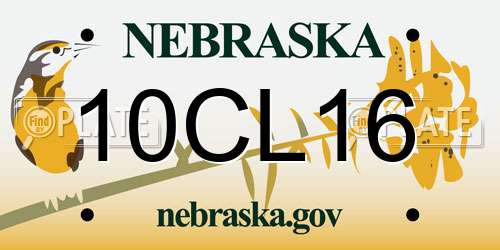 10CL16 Nebraska License Plate