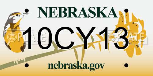 10CY13 Nebraska License Plate