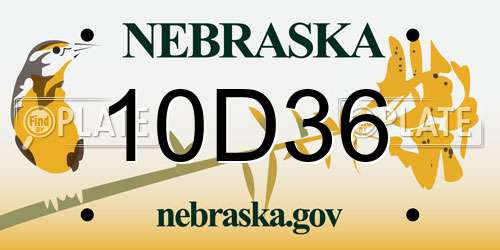 10D36 Nebraska License Plate