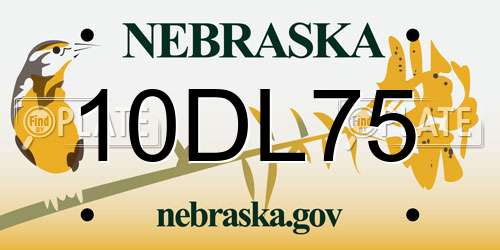 10DL75 Nebraska License Plate