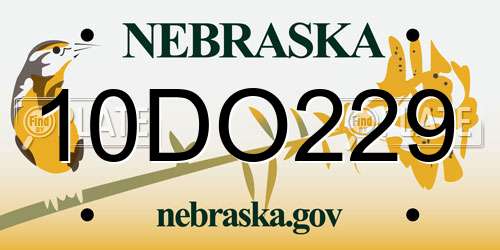 10DO229 Nebraska License Plate