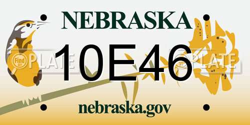 10E46 Nebraska License Plate