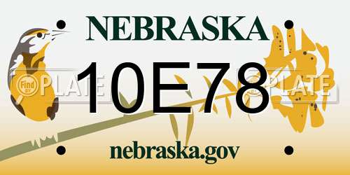 10E78 Nebraska License Plate