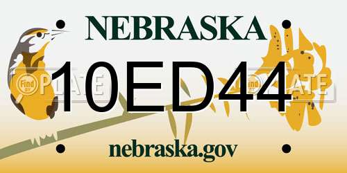 10ED44 Nebraska License Plate