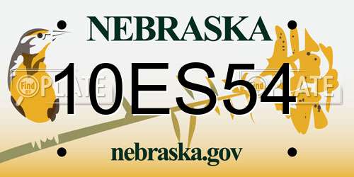 10ES54 Nebraska License Plate