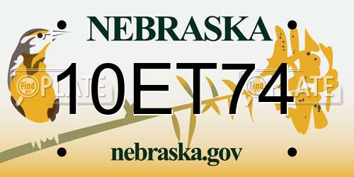 10ET74 Nebraska License Plate