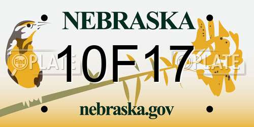 10F17 Nebraska License Plate