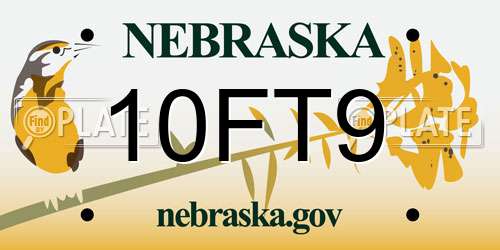 10FT9 Nebraska License Plate