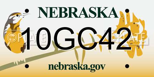 10GC42 Nebraska License Plate
