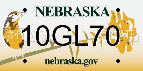 10GL70 Nebraska License Plate