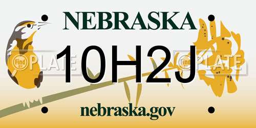 10H2J Nebraska License Plate