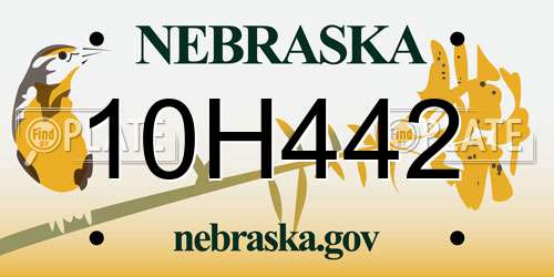 10H442 Nebraska License Plate