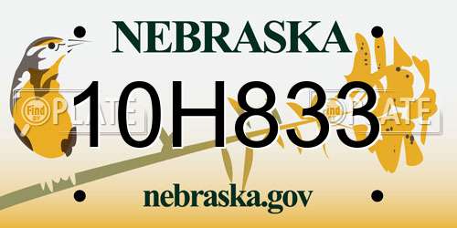 10H833 Nebraska License Plate