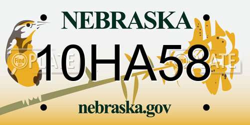10HA58 Nebraska License Plate