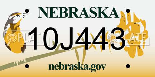 10J443 Nebraska License Plate
