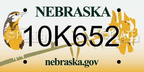 10K652 Nebraska License Plate