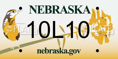 10L10 Nebraska License Plate