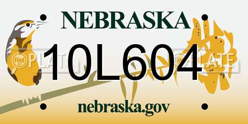 10L604 Nebraska License Plate